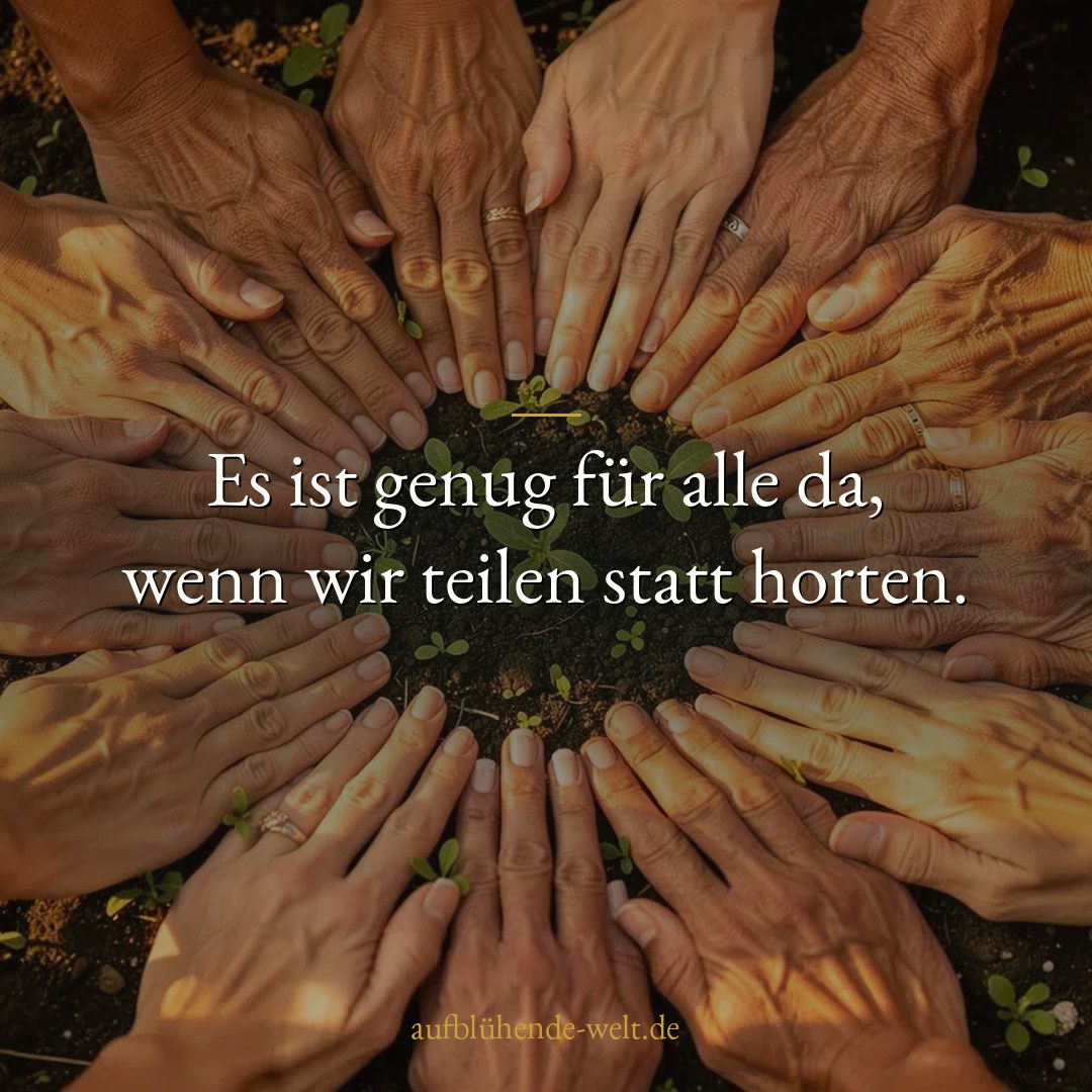 Es ist genug für alle da, wenn wir teilen statt horten.