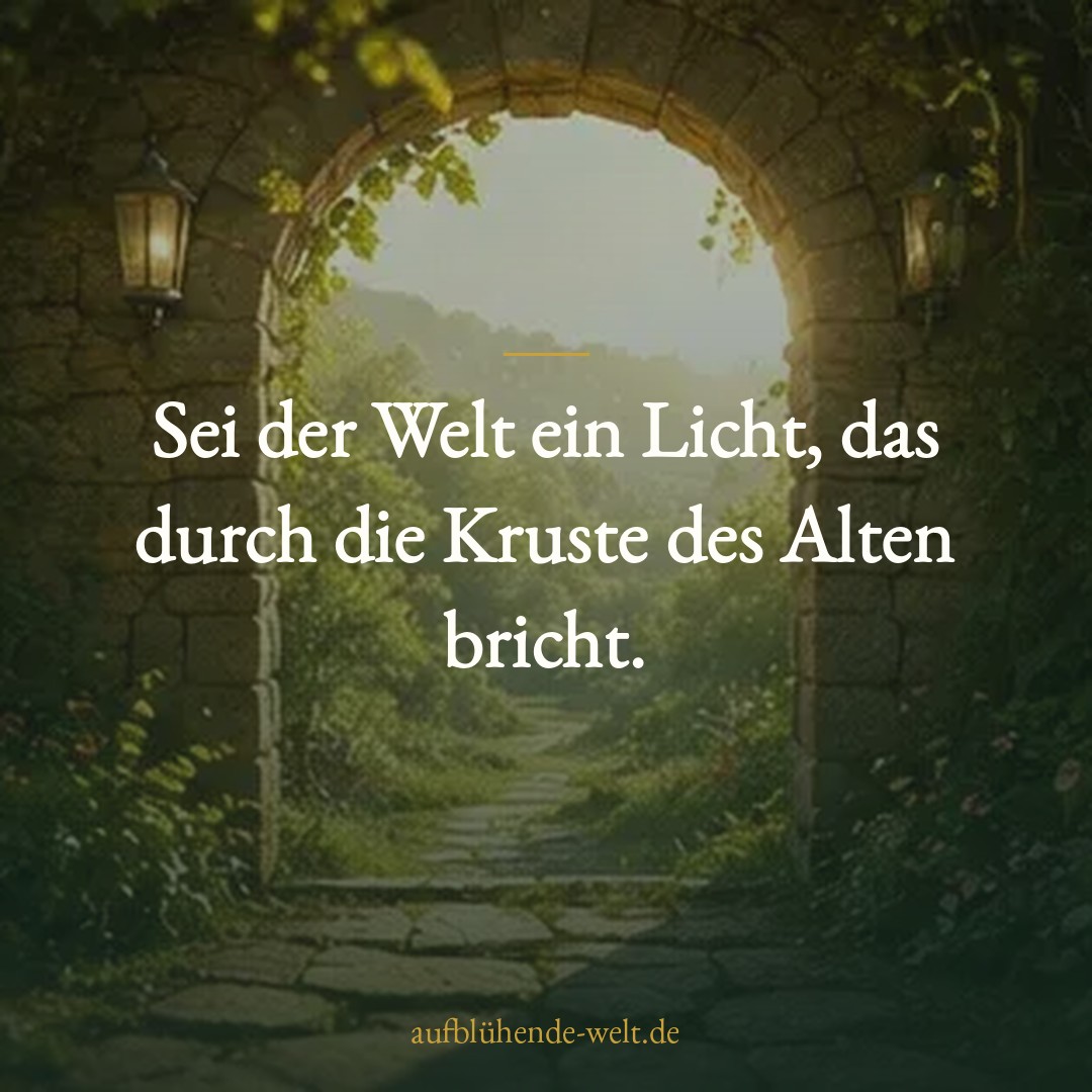 Sei der Welt ein Licht, das durch die Kruste des Alten bricht.